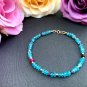 Apatite With Ruby Rondelle 2-3mm Faceted beads adjustable stacking bracelet