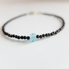 Black Onyx With Apatite Mix 3-4mm Smooth beads adjustable stacking bracelet