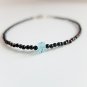 Black Onyx With Apatite Mix 3-4mm Smooth beads adjustable stacking bracelet