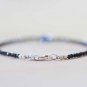 Black Spinel & Kyanite Round 2mm Faceted beads adjustable stacking bracelet