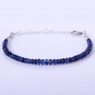 Ceylon Blue Sapphire Rondelle 4mm Smooth beads adjustable stacking bracelet