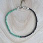 Emerald & Black Spinel Round 3mm Faceted beads adjustable stacking bracelet