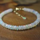 Ethiopian Welo Opal Rondelle 4mm Faceted beads adjustable stacking bracelet
