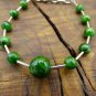 Green Chrome Diopside Round 6-8mm Smooth beads adjustable stacking bracelet