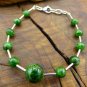 Green Chrome Diopside Round 6-8mm Smooth beads adjustable stacking bracelet