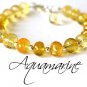 Heliodor Aquamarine Rondelle 6mm Faceted beads adjustable stacking bracelet