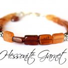 Hessonite Garnet Rectangle 10x8mm Smooth beads adjustable stacking bracelet