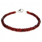 Indian Red Garnet Rondelle 3-4mm Faceted beads adjustable stacking bracelet