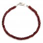 Indian Red Garnet Rondelle 3-4mm Faceted beads adjustable stacking bracelet