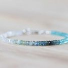 Moss Aquamarine Rondelle 3-3.5mm Faceted beads adjustable stacking bracelet