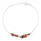 Multi Tourmaline Uncut Chips 3-5mm Rough beads adjustable stacking bracelet