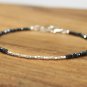 Mystic Black Spinel Rondelle 3mm Faceted beads adjustable stacking bracelet