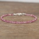 Mystic Pink Topaz Rondelle 3-4mm Faceted beads adjustable stacking bracelet