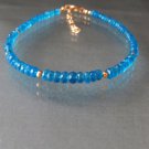 Neon Blue Apatite Rondelle 3-4mm Faceted beads adjustable stacking bracelet