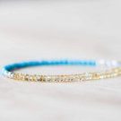 Turquoise & Citrine Rondelle 3mm Faceted beads adjustable stacking bracelet