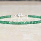 Zambian Emerald Rondelle 3-3.5mm Faceted beads adjustable stacking bracelet