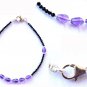Amethyst & Black Spinel Mix 2-6mm Faceted beads adjustable stacking bracelet