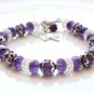 Amethyst & Crystal Quartz Mix 6mm Faceted beads adjustable stacking bracelet