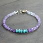 Amethyst & Turquoise Rondelle 4-4.5mm Mix beads adjustable stacking bracelet
