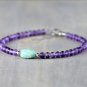 Amethyst With Amazonite Round 4mm Faceted beads adjustable stacking bracelet