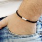 Black Onyx & White Agate Round 4mm Smooth beads adjustable stacking bracelet