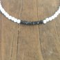 Black Spinel & White Jade Round 3.5mm Mix beads adjustable stacking bracelet