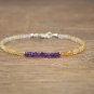 Citrine & Amethyst Rondelle 3-4mm Faceted beads adjustable stacking bracelet