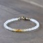 Citrine & White Topaz Round 3.5mm Faceted beads adjustable stacking bracelet