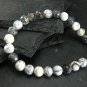 Merlinite Moss Agate Rondelle 8mm Faceted beads adjustable stacking bracelet