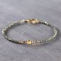 Pyrite With Citrine Round 2.5-4mm Faceted beads adjustable stacking bracelet