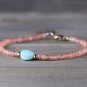 Sunstone With Amazonite Round 3mm Faceted beads adjustable stacking bracelet