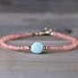 Sunstone With Amazonite Round 3mm Faceted beads adjustable stacking bracelet