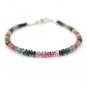 Watermelon Tourmaline Button 3-4mm Smooth beads adjustable stacking bracelet