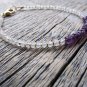 Amethyst & Moonstone Round 3.5-4mm Faceted beads adjustable stacking bracelet