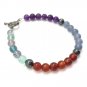 Amethyst & Multi Gemstone Round 6mm Smooth beads adjustable stacking bracelet