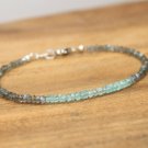 Apatite & Labradorite Rondelle 2mm Faceted beads adjustable stacking bracelet