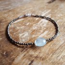 Aquamarine & Hematite Round 2-12mm Faceted beads adjustable stacking bracelet