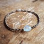 Aquamarine & Hematite Round 2-12mm Faceted beads adjustable stacking bracelet