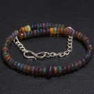 Black Ethiopian Opal Rondelle 3-5mm Smooth beads adjustable stacking bracelet