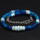 Blue Ethiopian Opal  Rondelle 3-6mm Smooth beads adjustable stacking bracelet