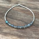 Blue Fire Labradorite Rondelle 4mm Faceted beads adjustable stacking bracelet