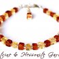 Citrine & Hessonite Garnet Cube 6mm Smooth beads adjustable stacking bracelet
