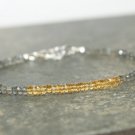 Citrine & Labradorite Rondelle 3mm Faceted beads adjustable stacking bracelet
