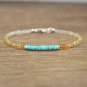 Citrine & Turquoise Rondelle 3-4mm Faceted beads adjustable stacking bracelet
