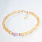 Citrine With Amethyst Rondelle 4mm Faceted beads adjustable stacking bracelet