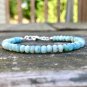 Dominican Larimar Rondelle 4-4.5mm Faceted beads adjustable stacking bracelet