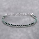 Emerald & Black Spinel Round 2-3mm Faceted beads adjustable stacking bracelet