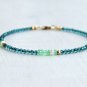 Emerald & Blue Topaz Round 2.5-3mm Faceted beads adjustable stacking bracelet