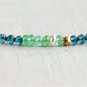 Emerald & Blue Topaz Round 2.5-3mm Faceted beads adjustable stacking bracelet