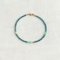 Emerald & Blue Topaz Round 2.5-3mm Faceted beads adjustable stacking bracelet